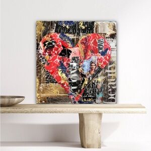 Vibrant Collage Art: Heart-Formed Pop Art with Urban Flair